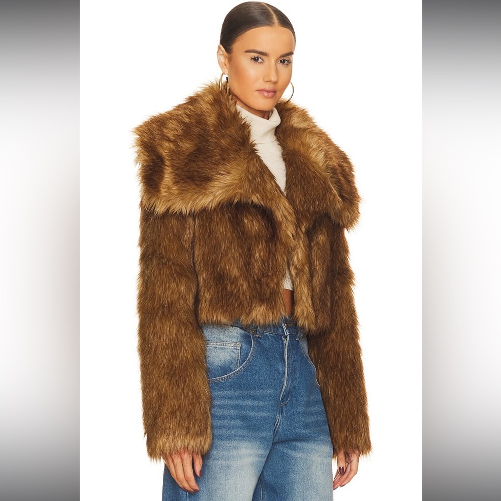NWOT Ella Cropped Jacket in Brown - Picture 6 of 6